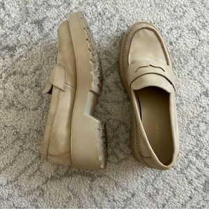Beige Platform Loafers